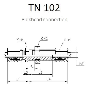 TN102 Переборочный адаптер (штуцер-удлиненный штуцер с контргайкой)